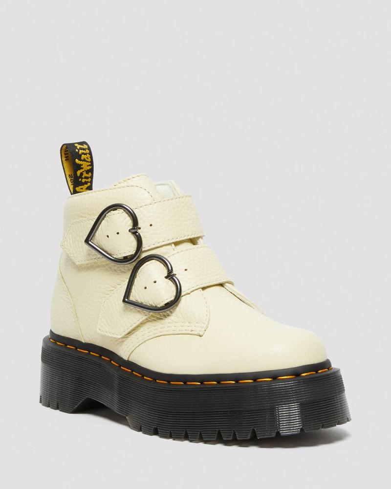 Dr Martens Devon Heart Leren Platform Laarzen Dames Room | NL 545FDN